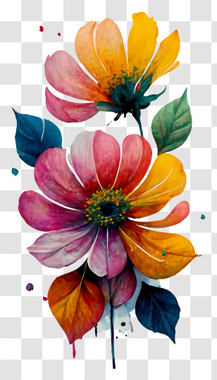 Watercolor Paintings - Colorful Flowers Illustration Transparent PNG