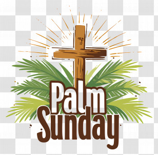 Palm Sunday - Palm Sunday Celebration With Cross And Palm Leaves Transparent PNG