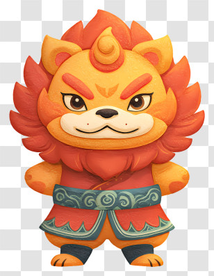 Lion Mascot - Fierce Cartoon Lion Character In Orange Transparent PNG