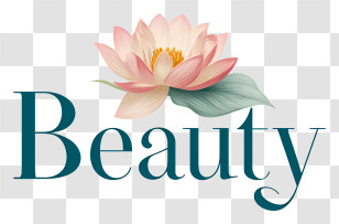 Beauty Logo - Elegant Beauty Text With Lotus Flower Transparent PNG