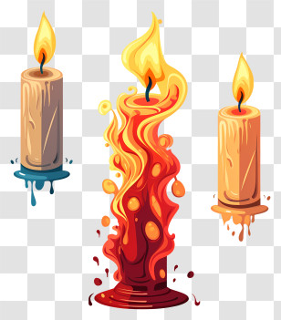 Candle Flames - Colorful Artistic Candle Illustrations Transparent PNG