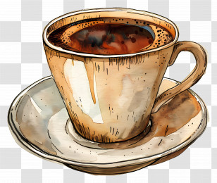 Coffee - Artistic Coffee Cup Illustration Transparent PNG