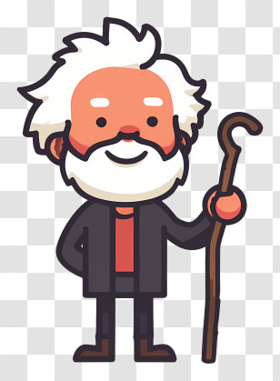 Old Man - Friendly Old Man With Cane Transparent PNG