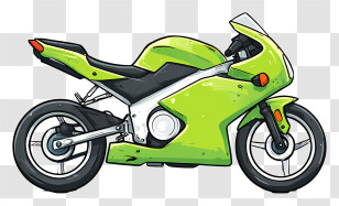 Racing Motorcycle Outline - Green Motorcycle Cartoon For Racing Enthusiasts Transparent PNG