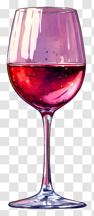 Red Wine Glass - Glass Of Red Wine In Vibrant Illustration Transparent PNG