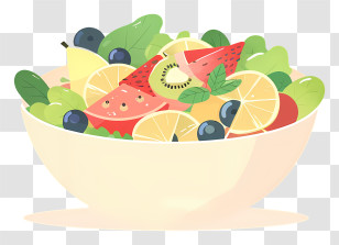 Salad Bowl - Fruit Salad In White Bowl Illustration Transparent PNG