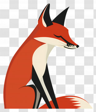 Fox - Stylized Red Fox Illustration In Minimal Art Transparent PNG