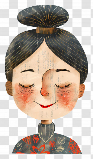 Smiling Woman Head - Artistic Smiling Face Portrait Transparent PNG
