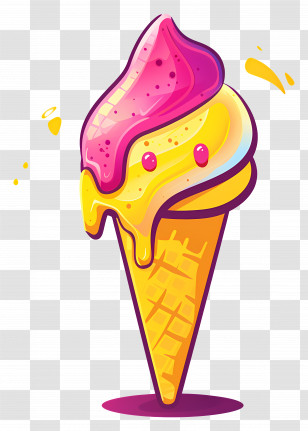 Cartoon Ice Cream - Colorful Ice Cream Cone Illustration Transparent PNG