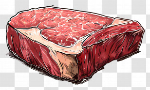 Uncooked Steak - Raw Meat Illustration With Marbling Transparent PNG