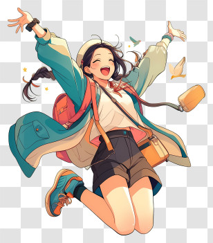 Cheerful Jumping - Joyful Girl Jumping With Happiness Transparent PNG
