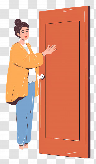 Woman Opening The Door - Woman Opening Door Illustration Transparent PNG