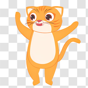 Cartoon Cat - Orange Cartoon Cat With Cute Expression Transparent PNG