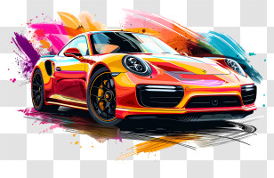 Porsche 911 Turbo S - Colorful Sports Car Illustration Transparent PNG