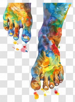Barefoot - Colorful Feet Watercolor Painting Transparent PNG