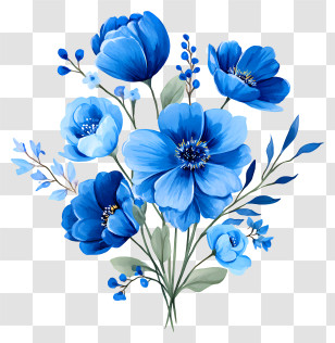 Blue Wedding Flowers - Beautiful Blue Floral Bouquet Transparent PNG