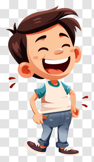 Lets Laugh Day - Laughing Cartoon Boy With Big Smile Transparent PNG