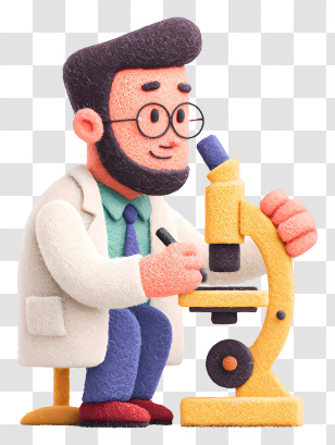 Student Doing Microscopic Research - Scientist Examining With Microscope Transparent PNG