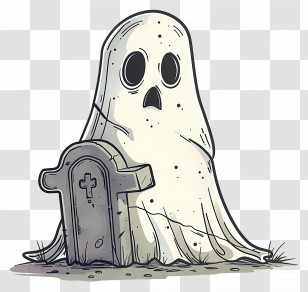 Halloween Ghost Tombstone - Cartoon Ghost With Grave Transparent PNG