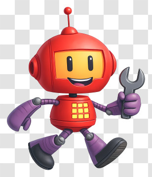 Cartoon Robot - Cheerful Red Robot Mechanic Transparent PNG