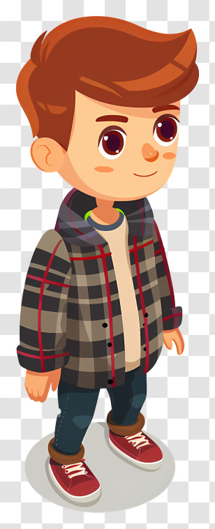 Tartan Day - Cute Boy In Plaid Jacket Transparent PNG