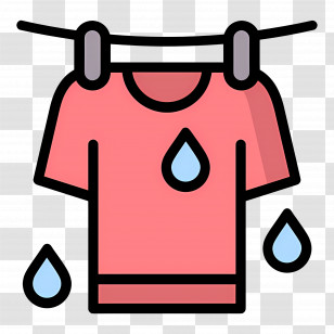 Hanging Cloth - Wet Shirt On Clothesline With Water Droplets Transparent PNG