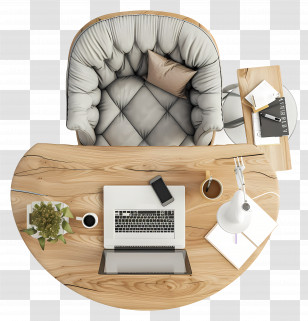 Chair Top View - Office Desk Setup With Laptop Transparent PNG