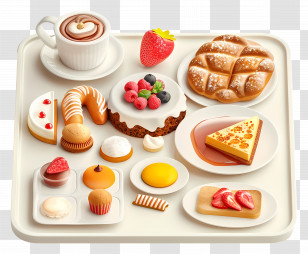 Continental Breakfast - Variety Of Delicious Desserts And Pastries Transparent PNG