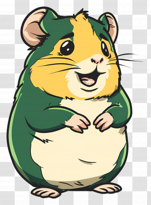 Cartoon Hamster - Green And Yellow Cartoon Hamster Transparent PNG