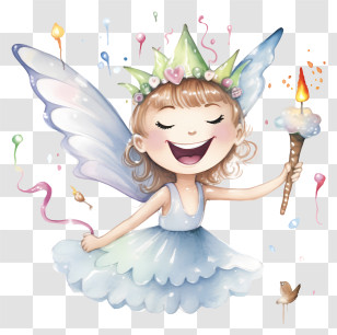 Watercolor Image - Fairy With Torch And Wings Transparent PNG
