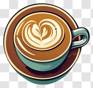 Coffee - Latte With Artistic Foam Design Transparent PNG