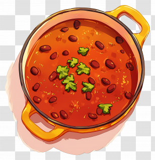 Braised Bean Soup - Pot Of Chili With Beans And Herbs Illustration Transparent PNG