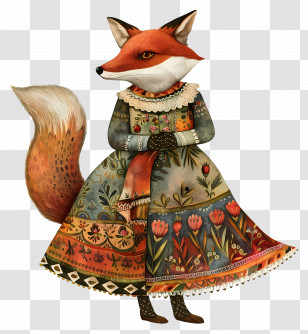 Fox - Fox In Dress Transparent PNG