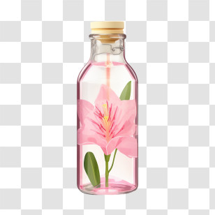 Lily Flower
 - Decorative Pink Flower In Glass Bottle Transparent PNG