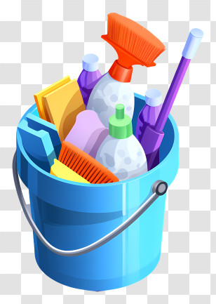 Cleaning Supplies - Cleaning Supplies In Blue Bucket Transparent PNG