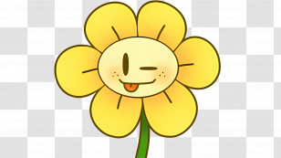 Flower Emoji - Winking Yellow Flower Cartoon Transparent PNG