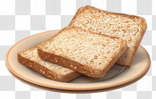 Whole Wheat Bread - Whole Grain Bread Slices On Plate Transparent PNG