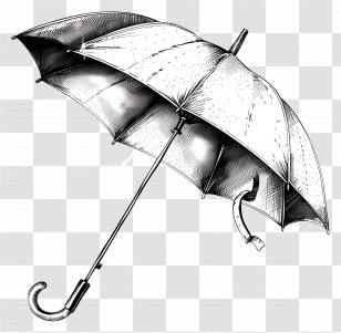 Umbrella - Vintage Umbrella Sketch In Black And White Transparent PNG