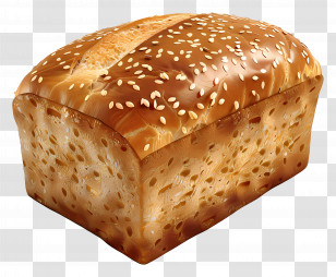 Whole Wheat Bread - Golden Bread Loaf Topped With Sesame Seeds Transparent PNG