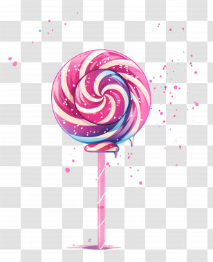 Candy - Colorful Lollipop On Stick Design Transparent PNG