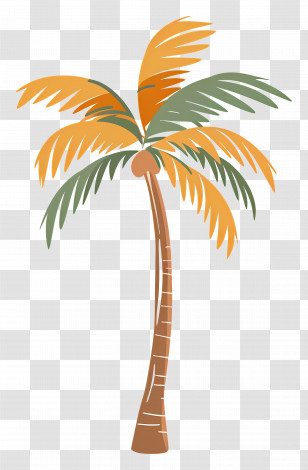 Palm Tree - Cartoon Palm Tree Illustration With Tropical Colors Transparent PNG