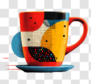 Coffee Mug - Abstract Colorful Coffee Cup Design Transparent PNG