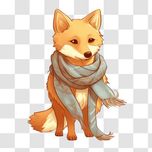 Fox - Cute Fox With Scarf Illustration Transparent PNG