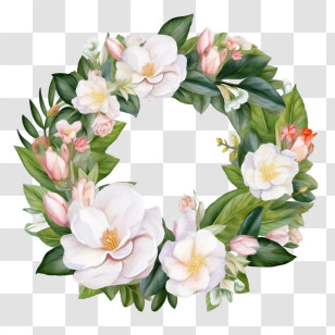 Gardenia Flower Wreath
 - Beautiful Floral Wreath With White And Pink Blooms Transparent PNG