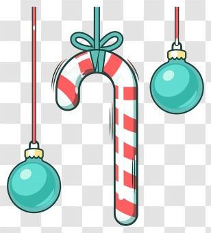 Candy Canes - Christmas Candy Cane And Ornaments Transparent PNG