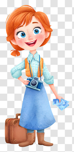 Frozen Anna Tourist - Happy Redheaded Travel Tourist Transparent PNG