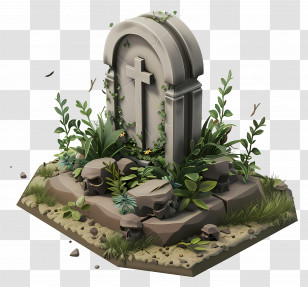 Grave - Tombstone Design With Nature Elements Transparent PNG