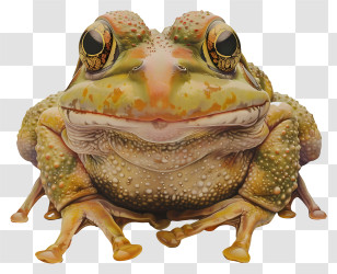 Cartoon Frog - Realistic Green Toad With Detailed Texture Transparent PNG