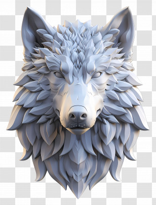 Wolf Head - Detailed Gray Wolf Head Sculpture Transparent PNG