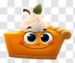 Cartoon Pumpkin Pie - Happy Pie With Whipped Cream Transparent PNG